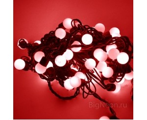 10 м, Светодиодная гирлянда "Мультишарики", цвет красный, 60 шариков